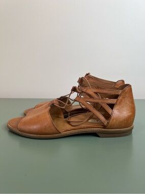 Paul Green Brown Leather Morea Lace Up Sandal UK 6/ US 8.5-9 Flat Comfort Shoes